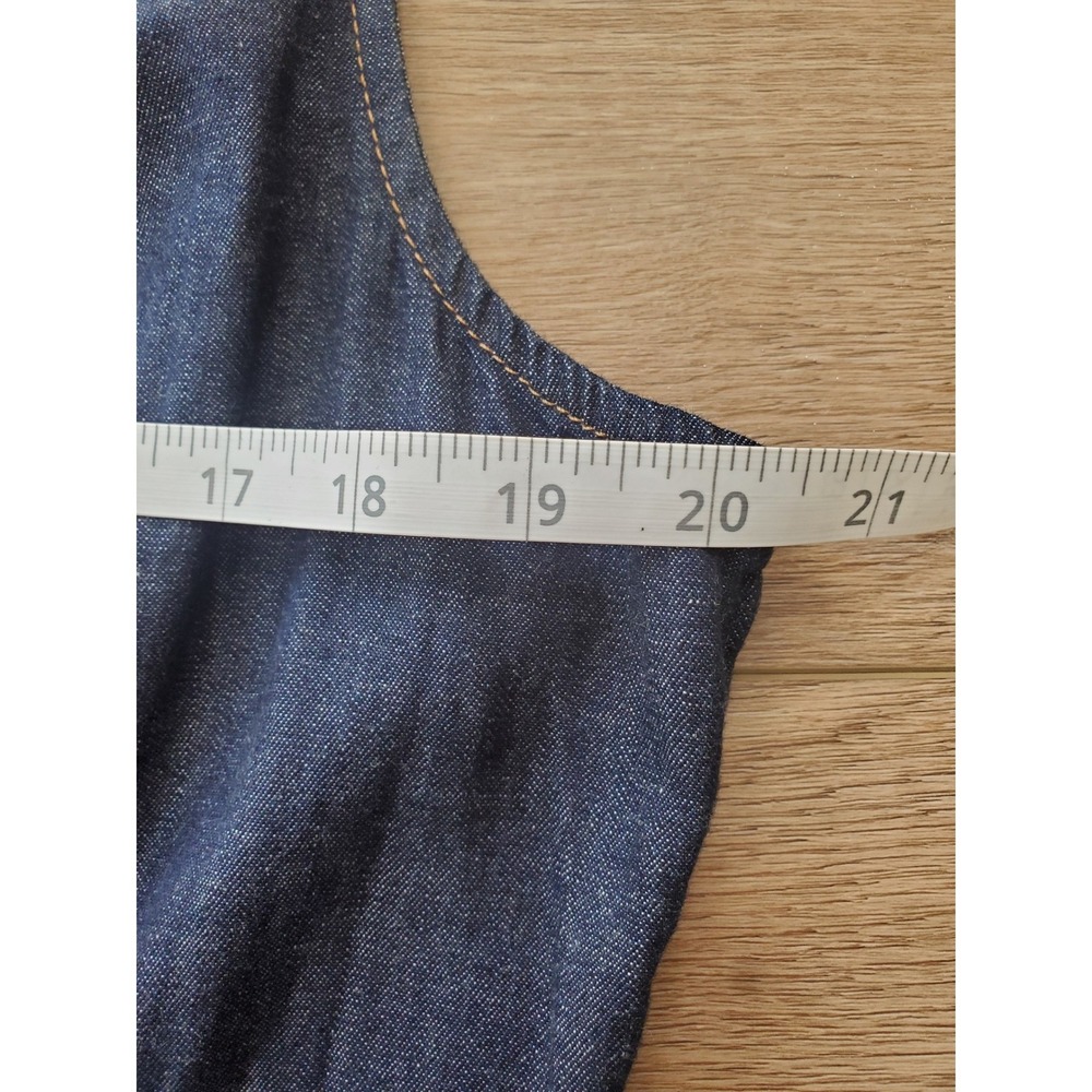 Madewell Denim V-Neck Maxi Dress 100% Cotton Sleeveless Size 12 - Picture 6 of 16